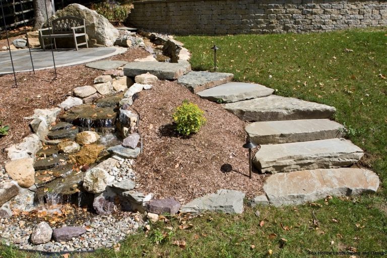 Steps Water Fall Stream Landscaping